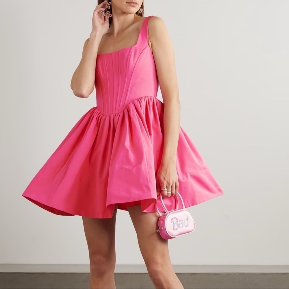 NEW STAUD Pink Landscape Bustier Cotton-Blend Mini dress sz 6